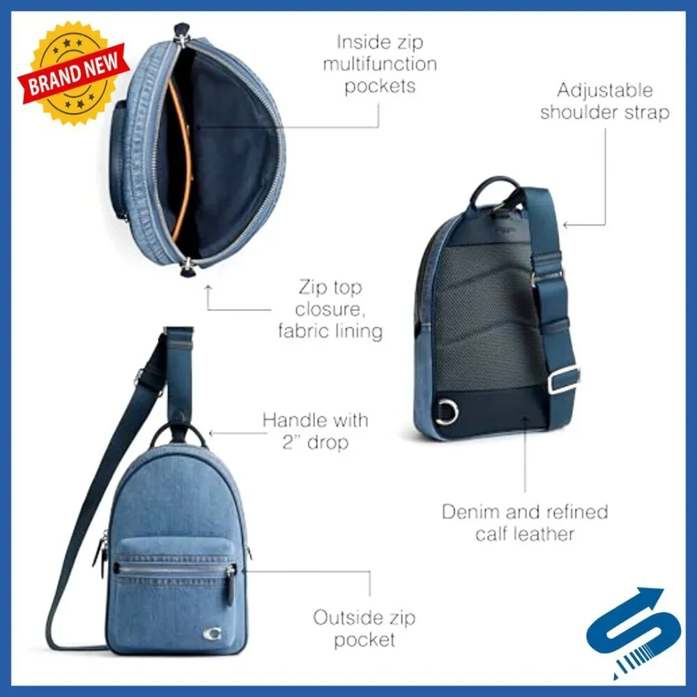 Leather Crossbody Sling Bag for Men, Adjustable Strap, Multiple Pockets